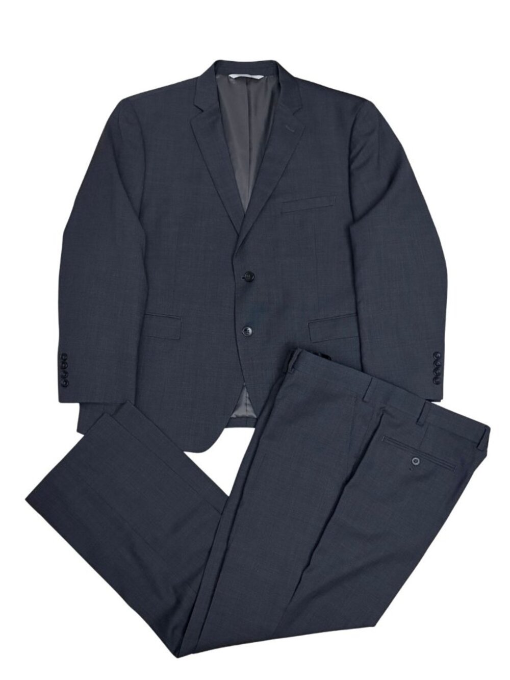 PERRY ELLIS Slim SUIT Luxury Business Casual Grey Wool Coat Jacket Mens 46S